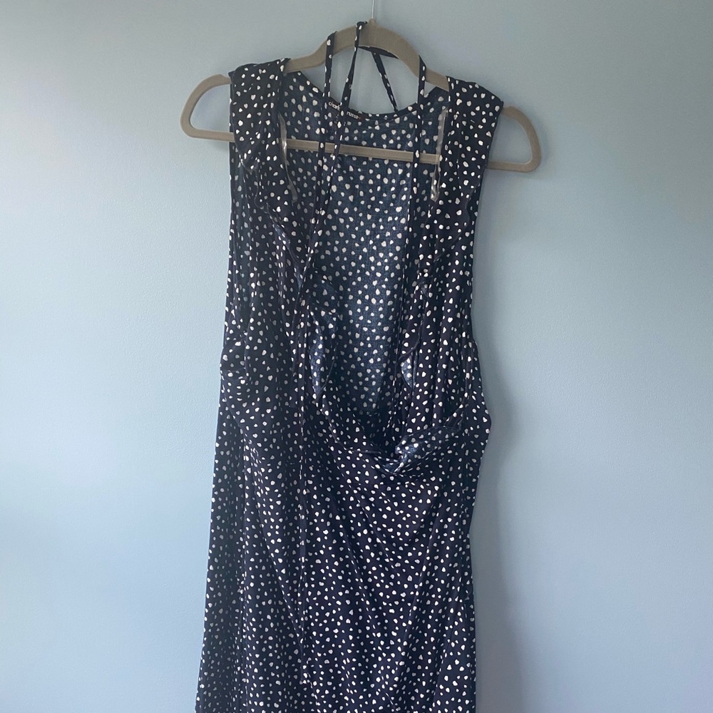 Navy and White Heart Print Wrap Dress